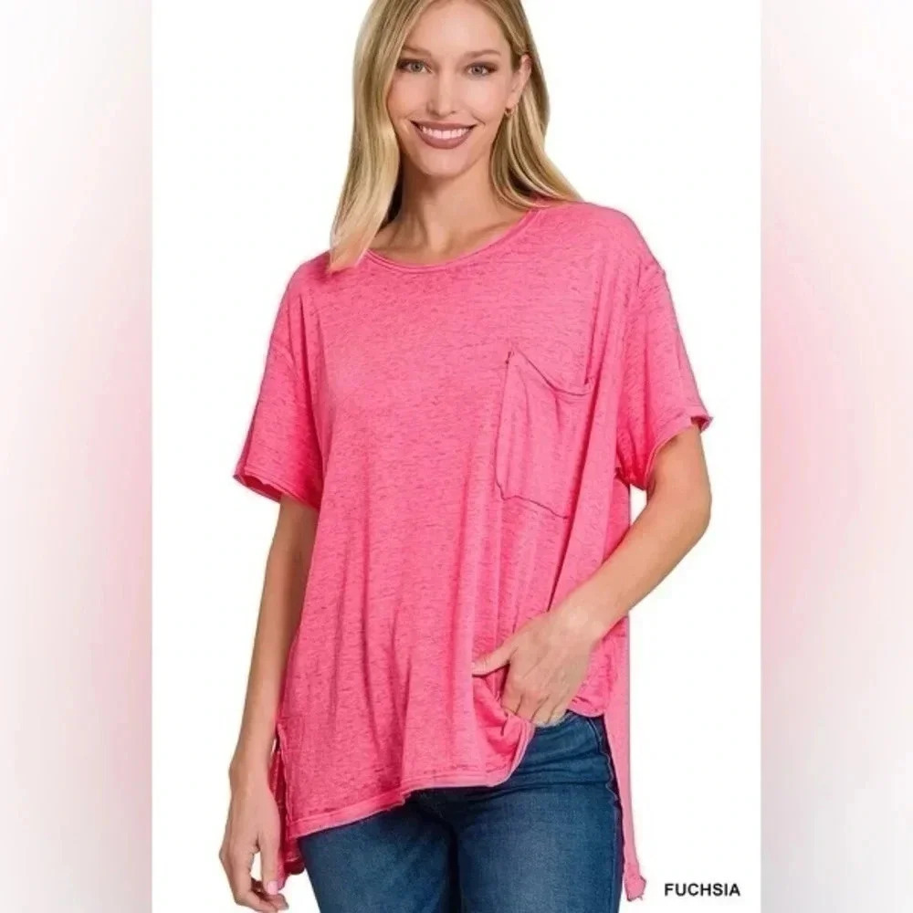 Boutique Zenana When You Speak Fuchsia Top - Size S/M NEW